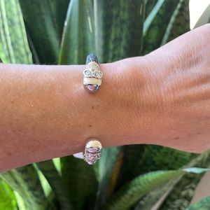 CZ stingray skull ☠️ SS cuff bracelet